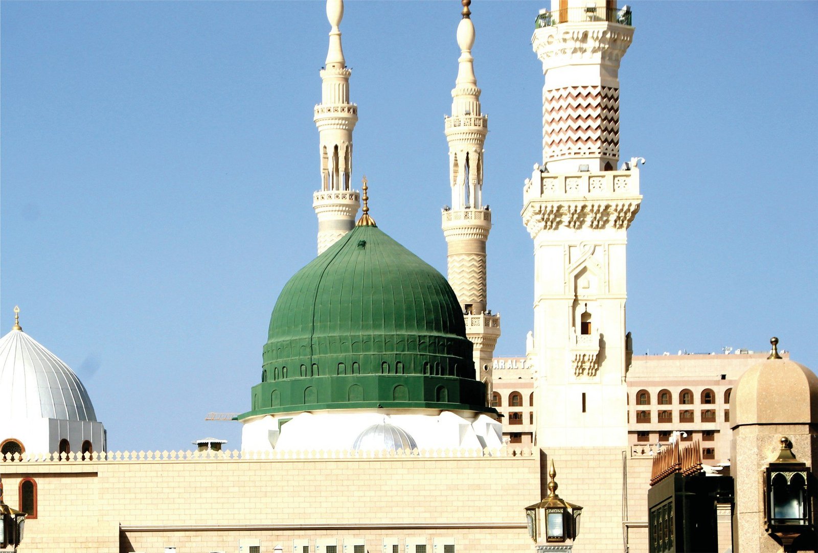 The green dome and golden minarets of Al Masjid an Nabawi, Madinah