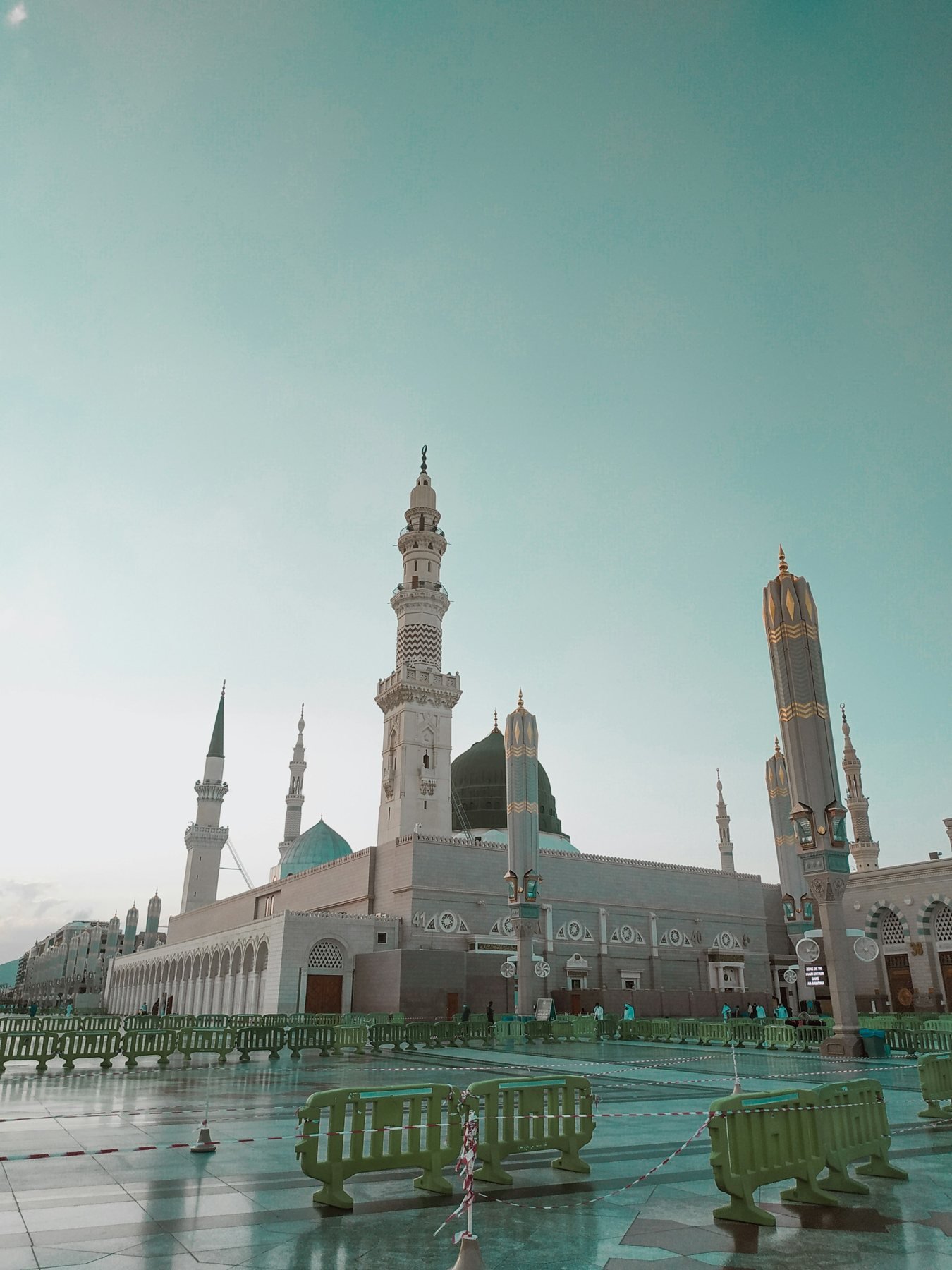 The Prophet’s Mosque green dome in Madinah